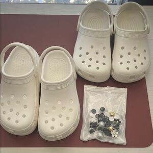 CROCS Kids White Clogs with Charms